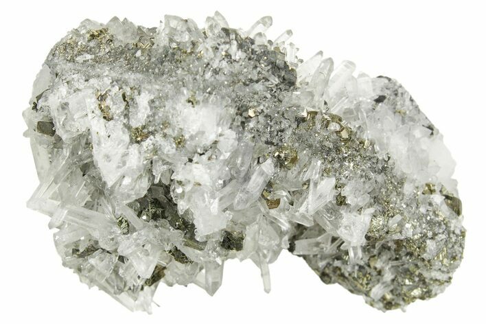 Gleaming Cubic Pyrite Crystals with Quartz - Peru #369833